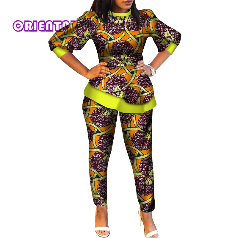 Комплект из 2 предметов Осенний топ с длинными рукавами и штаны в африканском