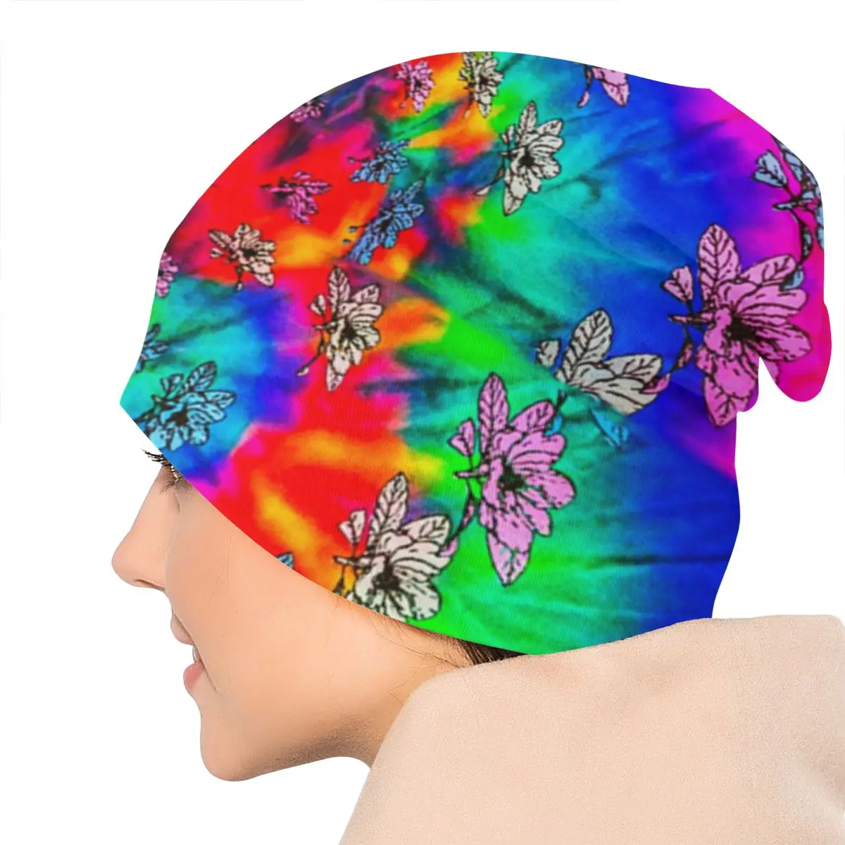 Великолепная шапка TieDye с цветами, унисекс, для взрослых, повседневная, шапка, зимняя, теплая, вязанная, лыжная, с рукавом, Skully, шапочки, шапка