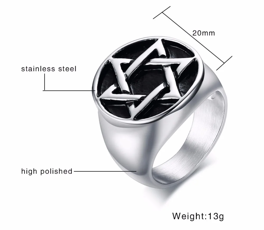 mprainbow STAR OF DAVID Signet Rings 13
