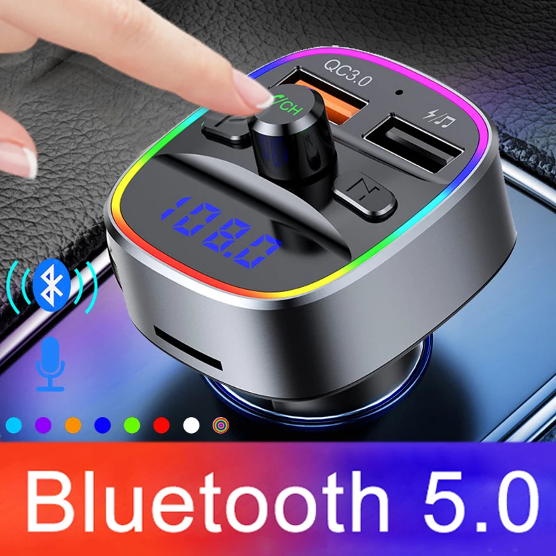 Автомобильное зарядное устройство QC3.0 FM-трансмиттер беспроводной Bluetooth 5 0