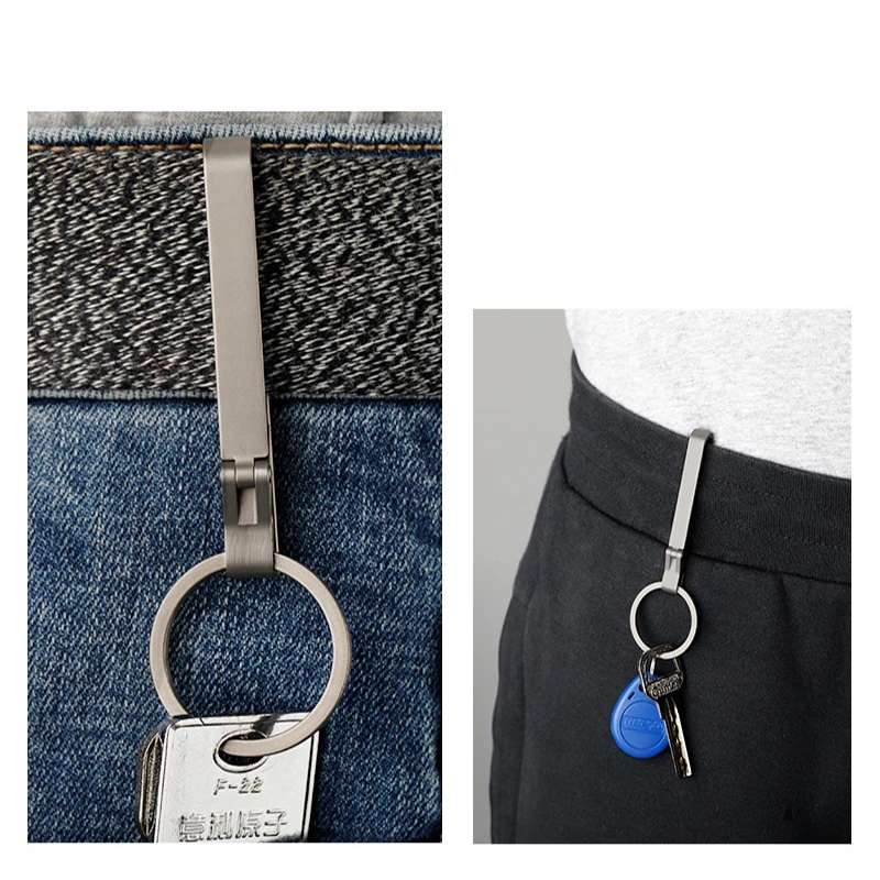 High Quality Titanium Alloy Keychain Men's Super Light Belt Waist Hanging CAR Key Chain Keyring Easy To Use Pendant Belt Buckle