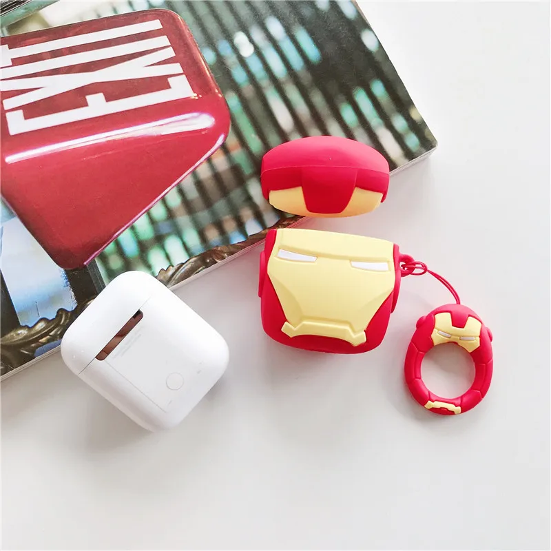 Силиконовый чехол с bluetooth-наушниками Marvel для Apple AirPods, ультратонкий милый защитный чехол для AirPods, чехол для зарядного устройства