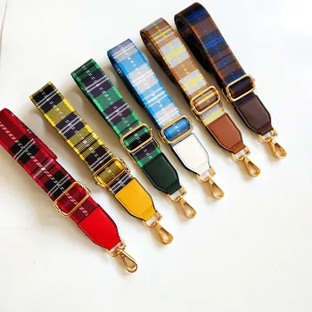 

3.8cm width colorful grid style nylon bag belt DIY single shoulder Inclined shoulder bag strap adjustable 80~130cm