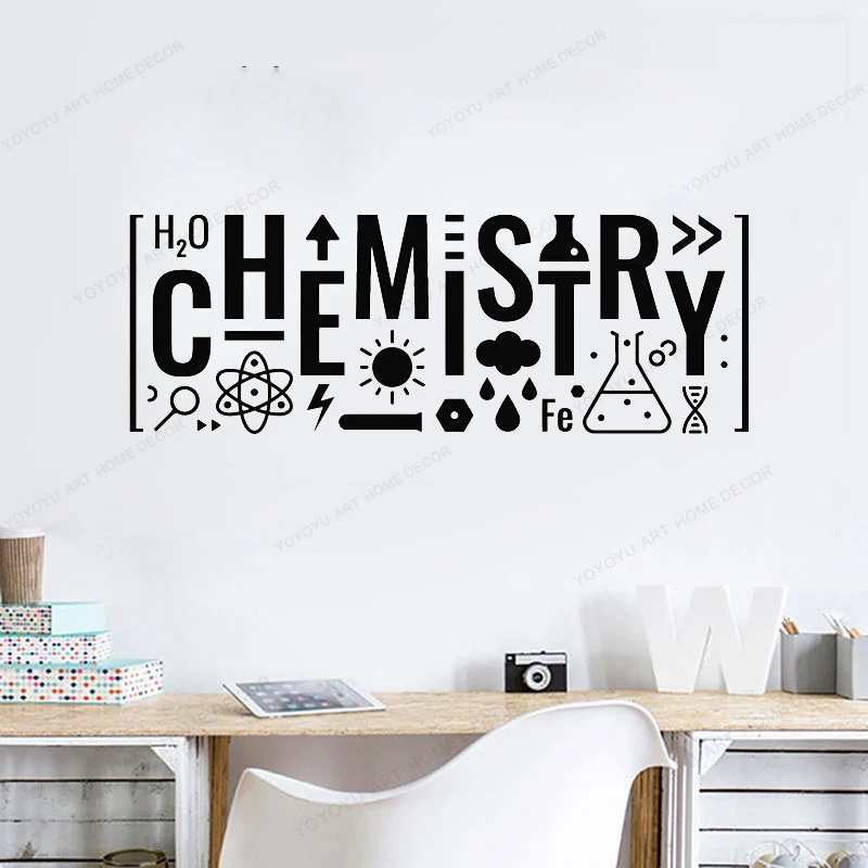 Lettering Chemistry Vinyl Wall Decal For Science Classroom Decor