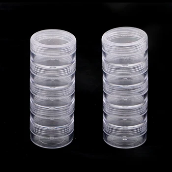 

4x 5 Stackable Plastic Clear Screw Top Storage Container Craft Bead Nail Box