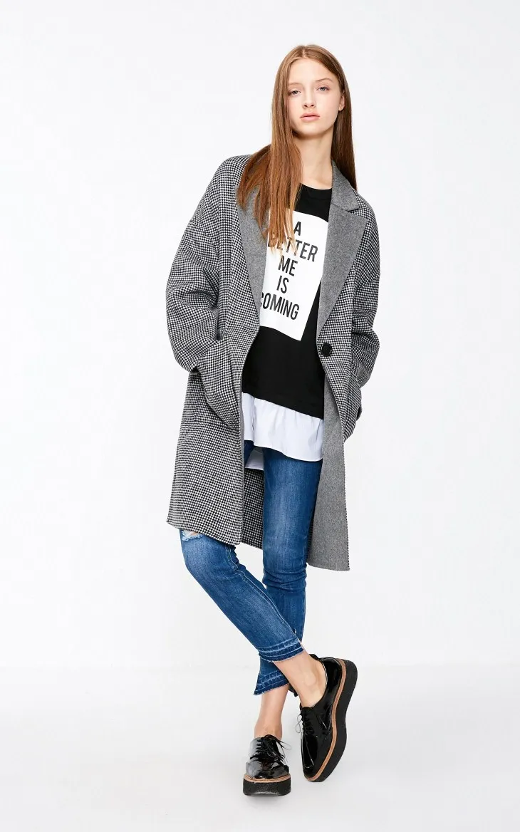 Vero Moda женское Новое Чистое шерстяное пальто средней длины с поясом сзади | 318327542
