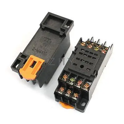 

2pcs Relay 14-Pin Plug 35mm DIN Rail HH54P MY4 Power Socket Base PYF14A