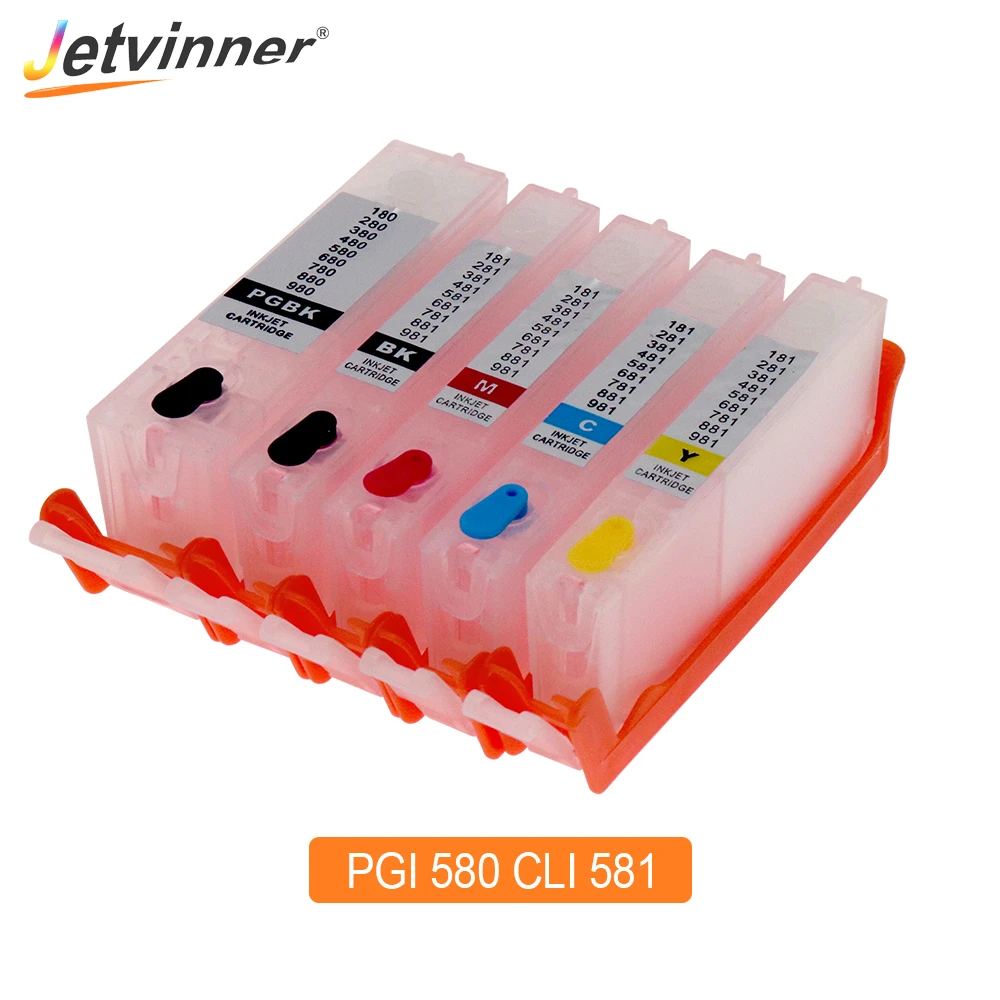 Jetvinner PGI 580 CLI 581 XXL Refillable Ink Cartridge For Canon PIXMA TR7550 TR8550 TS6150