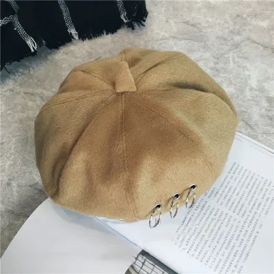 Женские Новые Зимние береты, шерсть, хлопок, смесь желез, железные кольца, берет, шапка s, осень, осень, художница, шапочка, лыжная шапка, милые шапки, шапки для девочек