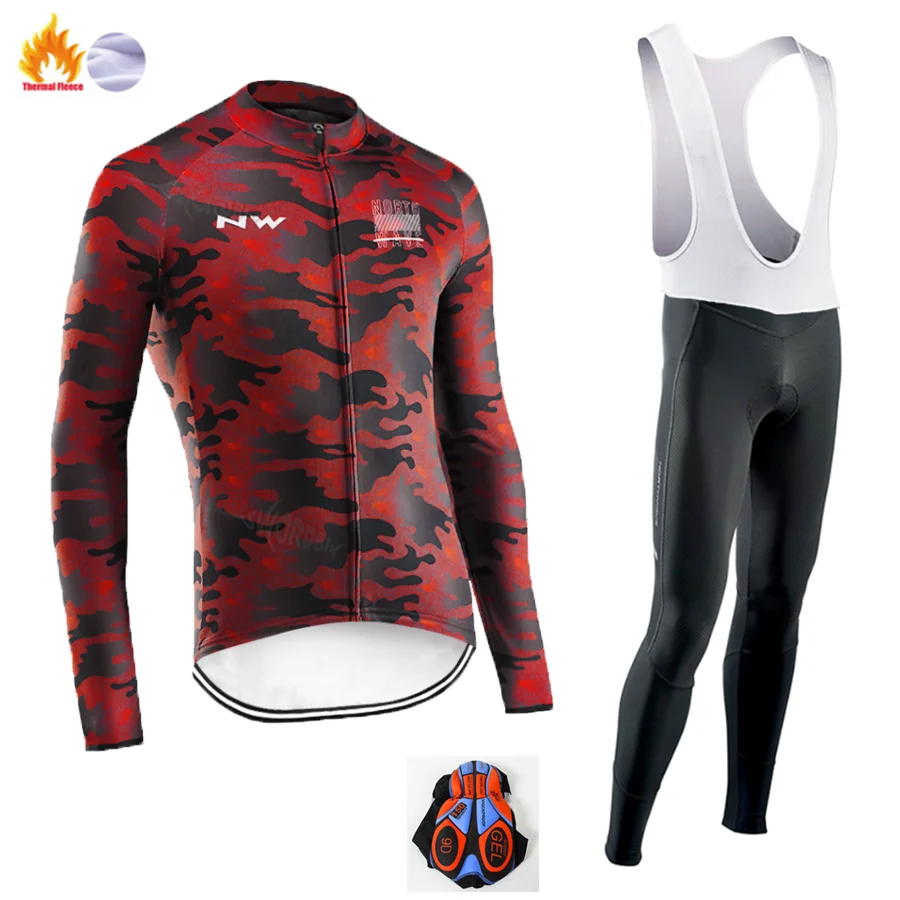 Winter Cycling suit Pro Team NW Зимняя Теплая Флисовая велосипедная одежда для мужчин Northwave Джерси костюм для езды на велосипеде MTB Одежда комбинезон комплект - Цвет: Winter Cycling suit