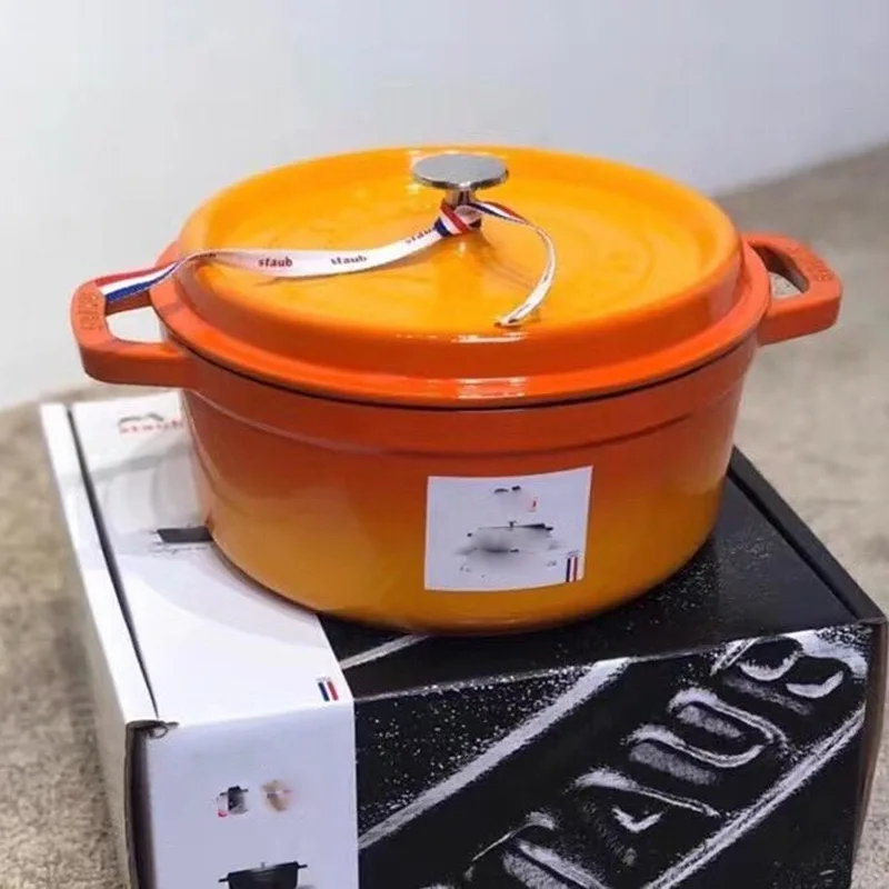 

French Cast Iron Pot Dutch Oven Casserole Enameled 24cm Pot Home Cooking Cookware Set High Quality