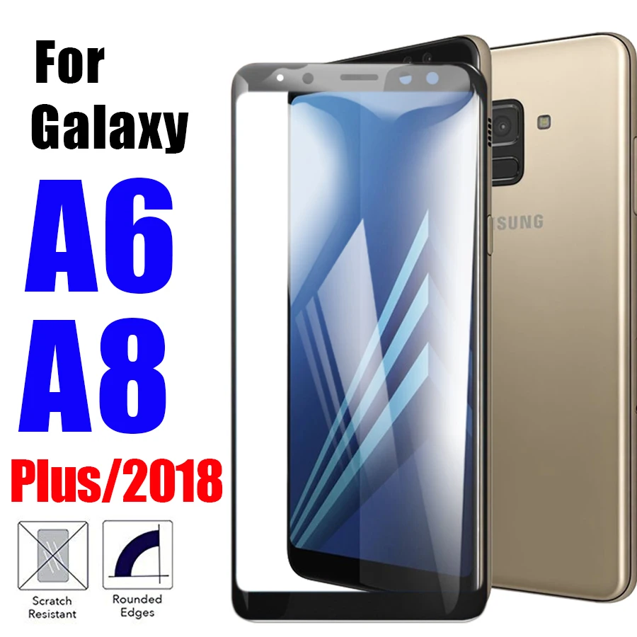 Защитное стекло с полным покрытием для samsung galaxy a8 2018 samsug a 8 a6 6 plus закаленное 6a 8a
