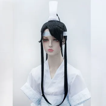 

LANLAN Lansizhui Cosplay wig Long straight black hair Partial fringe split horsetail High quality high temperature fiber