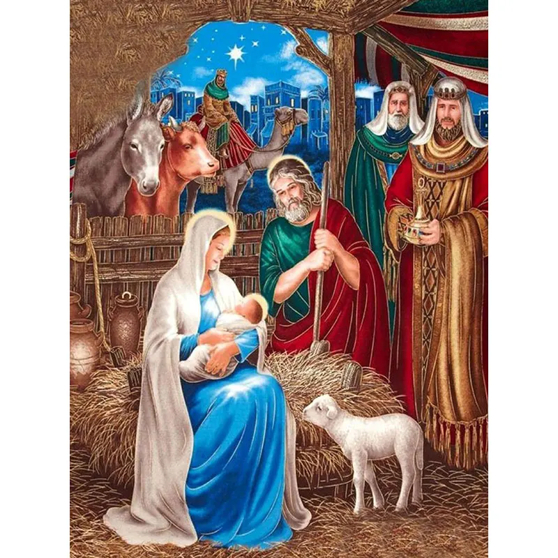 

Diamond Embroidery 5D Diy Diamond Painting Religion Icon of Leader Cross Stitch Round Diamond Needlework Crafts