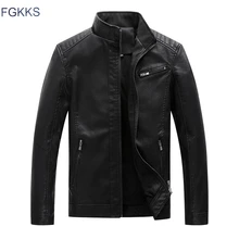 FGKKS Брендовые мужские кожаные куртки пальто осень зима мужские высокого качества из искусственной кожи мужские куртки и пальто Модные кожаные куртки