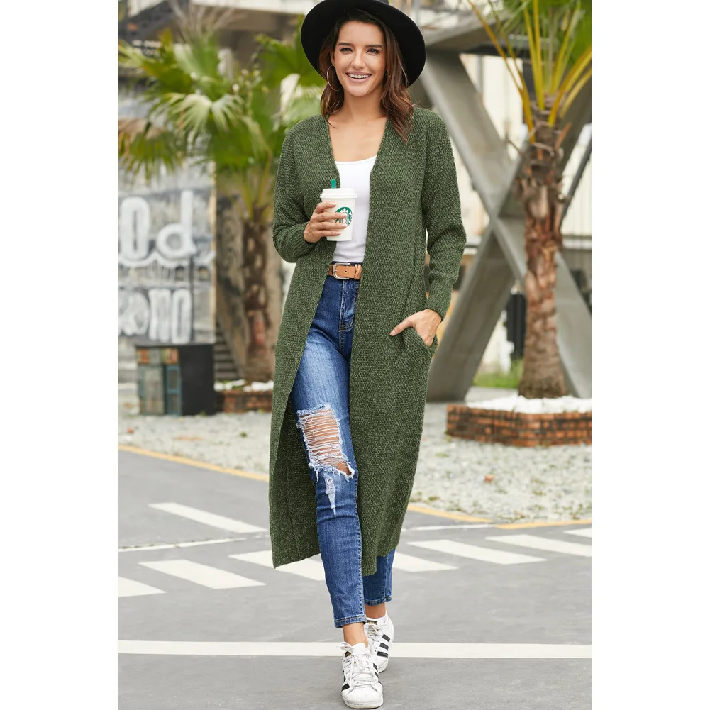 Autumn And Winter Women's New Sweater Coat Long Sleeve Loose Medium Long Needle Women's Sweater Autumn And Winter Women's New Sweater Coat Long Sleeve Loose Medium Long Needle Women's Sweater