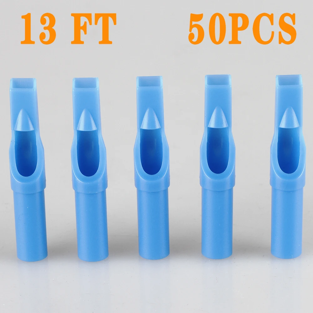 50Pcs 5/7/9/11/13/15FT Plastic Disposable Tattoo Nozzle Tips Disposable Sterile Needle Tube Tattoo Machine Flat Needle Tips - Номер модели: 13FT