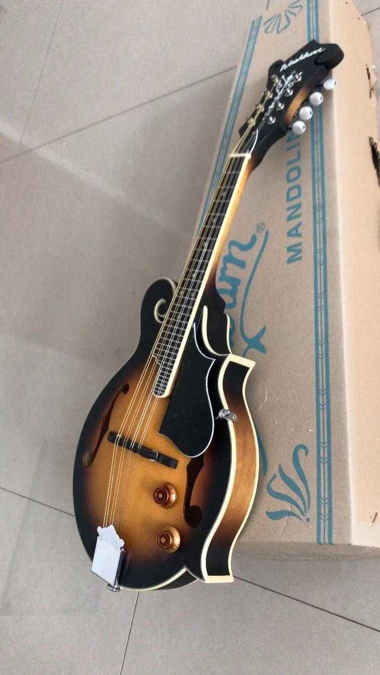 Wholesale Mandolins 8 String instrument mandolin made of solid wood in sunburst Free bag 190420