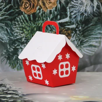 

25pcs Christmas Red Little House Candy Box Lovely Container Fashion Xmas Gift Boxes for Wedding Home Party Festival (Christmas R