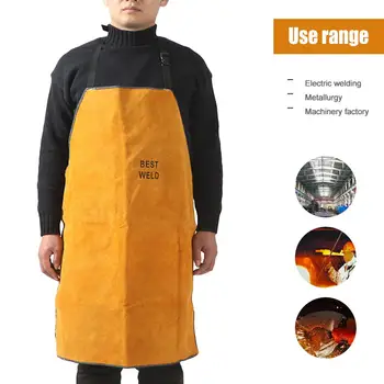 

Leather Welder Apron Heavy Duty Flame Retardant Welding Work Apron Unisex Adjustable Work Shop Welder Protective Safety Apron