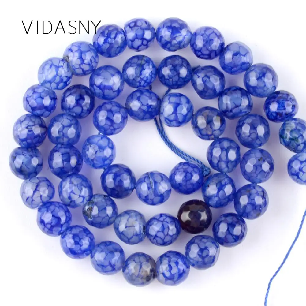 Бусины из агата с натуральным драгоценным камнем и синими гранеными венами