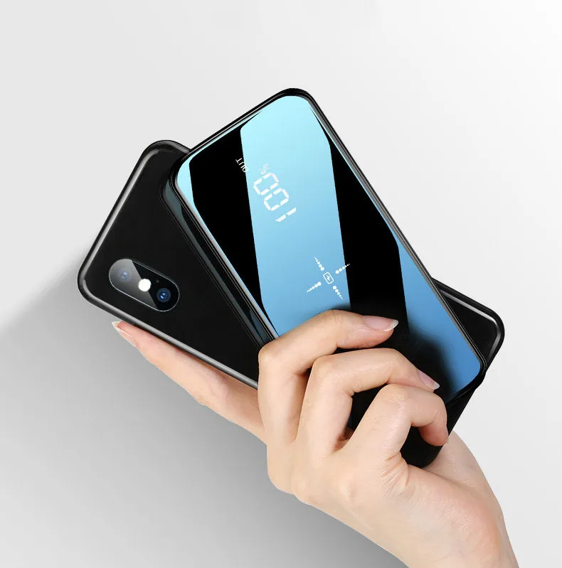 Wireless 30000Mah Power Bank Dual USB quick Charge Mirror Screen Charger Powerbank Bateria External For iphone8 X | Мобильные