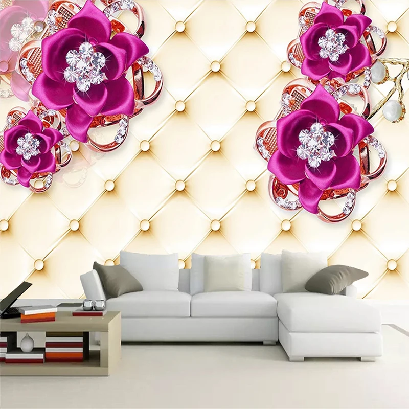 Custom Photo Mural Wallpaper For Bedroom Walls 3D Jewelry Flowers Soft Pack TV Background Art Wall Papers Home Decor Living Room