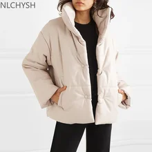 

Women PU Leather Parkas Fashion High Street Solid Faxu Leather Coats Elegant Winter Thick Cotton Jackets Loose Outerwear