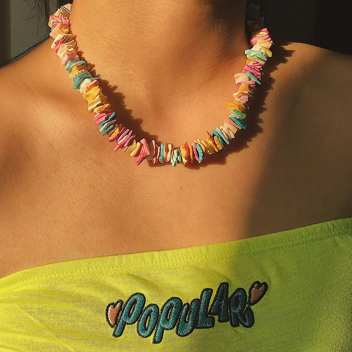 Irregular Unique Design Stone Choker Handmade Trendy Puka Shell Beaded Necklace for Women Boho Chic Girl Jewelry Dropshipping | Украшения и