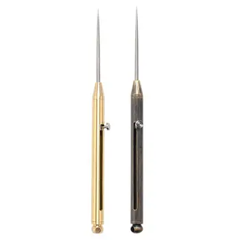 

Brass Toothpick Holder with Titanium Alloy Toothpick Push-pull Spring Design Portable Multi-function Fruit Fork