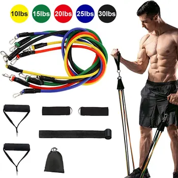 

11Pcs Resistance Bands Exercise Yoga Fitness Rubber Ankle Stretch Straps Expander Gym Workout Home Equipment Rope With Bag 100LB