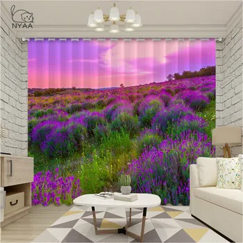 

Pastoral Water Color Purple Lavender Luxury Cartoon Curtains Home Supplies Living Room Bedroom Kids Curtains Micro Shading