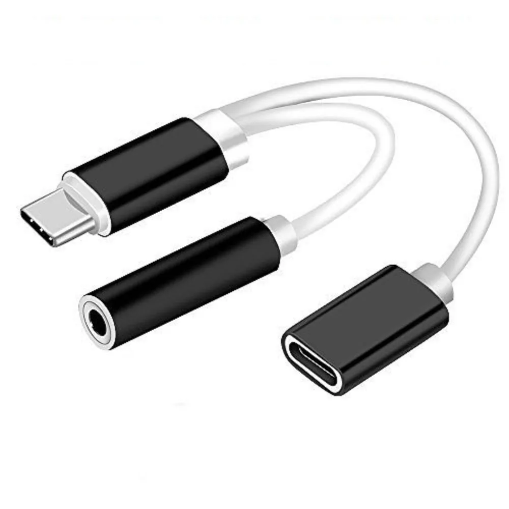 1Pc Aluminium Alloy 2-in-1 Multifunctional Type-C 3.5mm Jack Adapter Audio Cable
