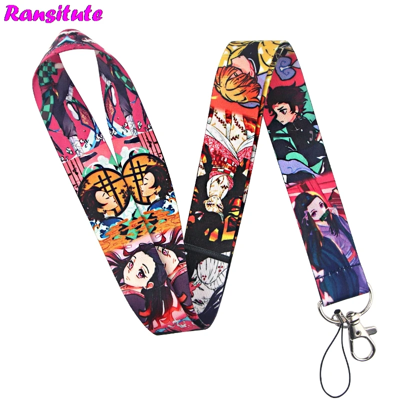 Ransitute Demon Slayer: Kimetsu no Yaiba lanyard Ключ ID карта телефон ремешок USB держатель Бейджа DIY шейный ремешок украшение для ремешка R725