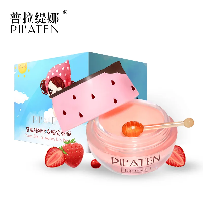 PILATEN Korean cosmetics Pil'aten Young Girl Sleeping Lip Mask Pink Strawberry Aroma Fade Lips Lines long-lasting moisturizing aten vs0110ha