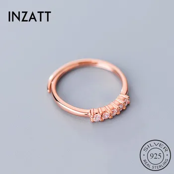 

INZATT Real 925 Sterling Silver Zircon Resizable Ring For Fashion Women Fine Jewelry Minimalist Cute Accessories 2019 Gift