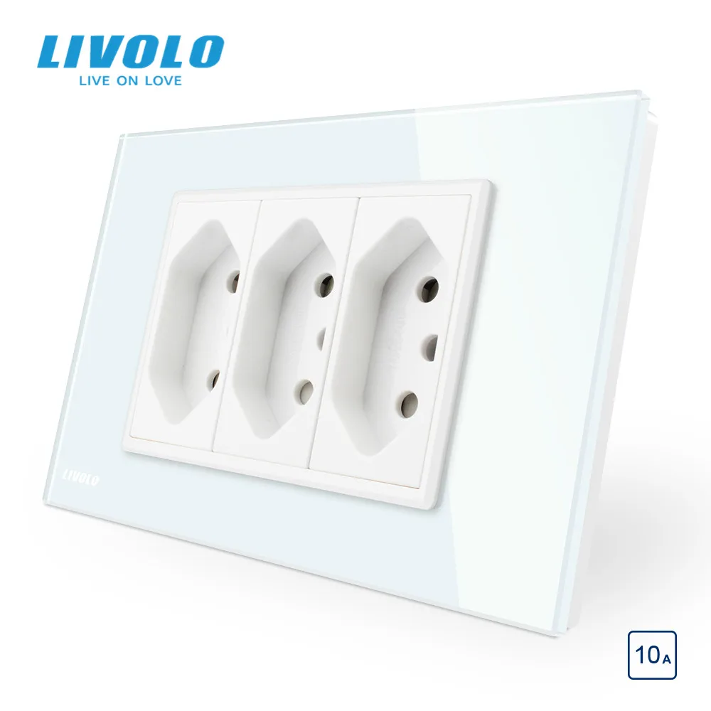 Livolo brailia Стандартный 3 контакта 10А/20А разъем типа N вилки 3pin отверстие настенное