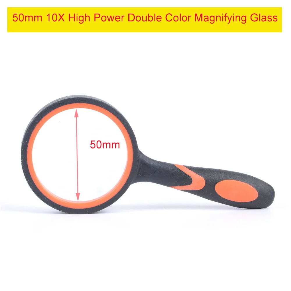 10X lettura lente d'ingrandimento portatile ad alta potenza doppio colore  50mm lenti in vetro strumento di riparazione della lente d'ingrandimento in  gomma - AliExpress