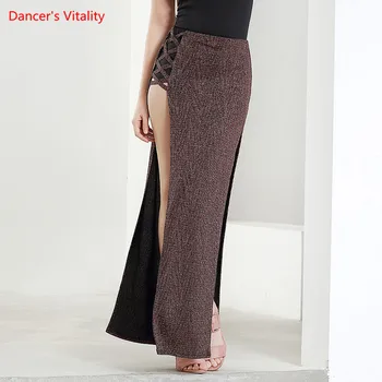 

Dancewear Women Belly Dance Clothing Side Split Full Circle Long Skirt Spandex Bellydance Dance Skirt