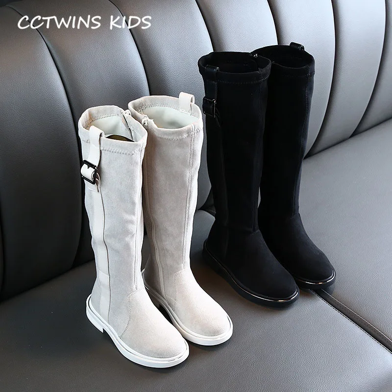 CCTWINS/детская обувь; коллекция года; сезон осень; модная обувь без застежки для девочек; детские сапоги до колена; брендовые черные сапоги для малышей; HB039