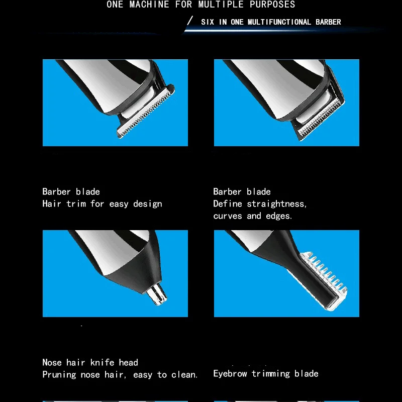 Kemei 11 In 1 Multifunctional Men's Grooming Kit Electric Clipper Hair Trimmer for Nose Ear Beard Razor LCD Display Powerful 3