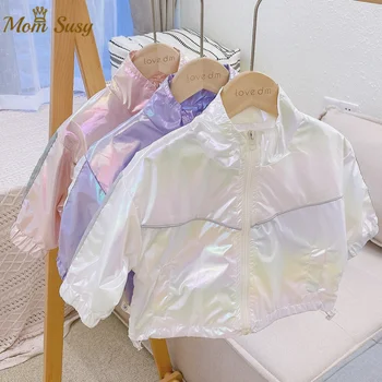 

New Baby Boy Girls Jacket Pearl Light Autumn Spring Summer Infant Toddler Kids Jacket Outerwear Laser Print Baby Clothes 1-7Y