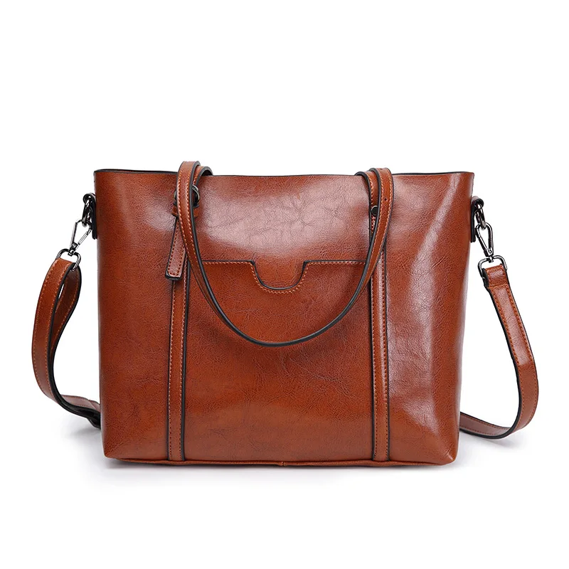 

Amazon Cross Border for Oil Skin WOMEN'S Bag Wish Crossbody Bag Europe And America Fashion PU Handbag Hand Large Bag