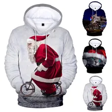 Feitong зима Забавный Санта Клаус принт мужские осенние 3D Рождественские толстовки с длинным рукавом топы толстовки