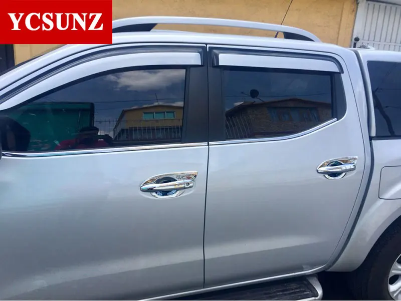 2014 2019 оконные дверные козырьки для Nissan Navara 2016 Серебристая штормовка frontier Vent Rain Guard