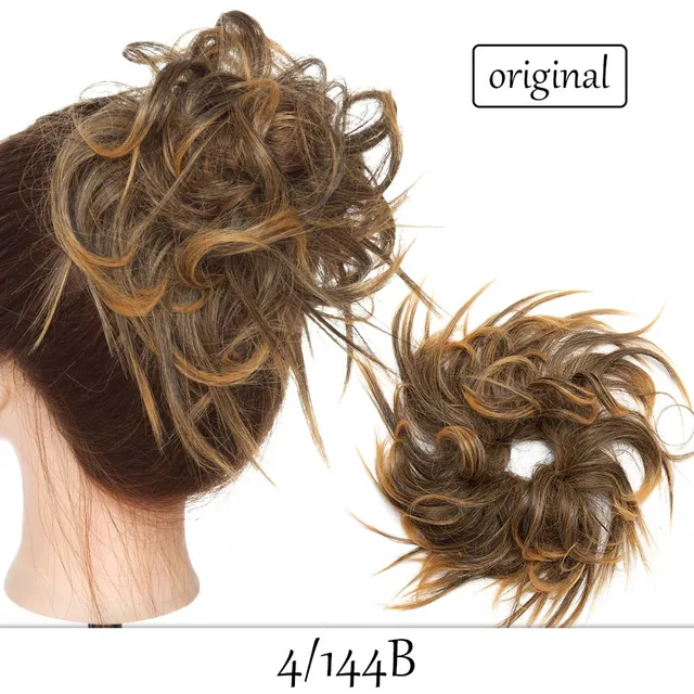 HAIRRO 80g Straight Donut Chignon Hairpieces Synthetic Ombre Elastic Updo Chignon Fluffy Messy Scrunchies Hair Bun For Women 4-144B-45g