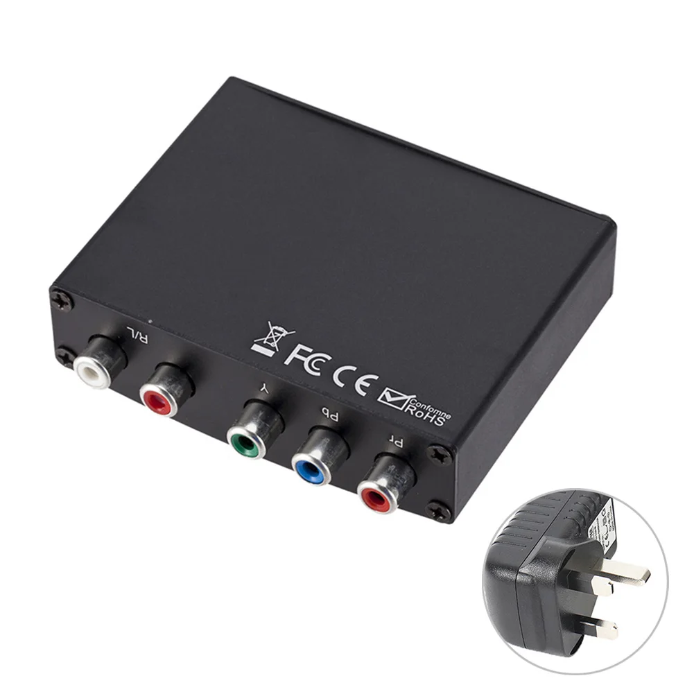 UK Plug 1080P HDMI RGB К YPbPr компонентный кабель RGB видео конвертер R/L аудио адаптер преобразователь усилителя с адаптером питания - Цвет: UK Plug