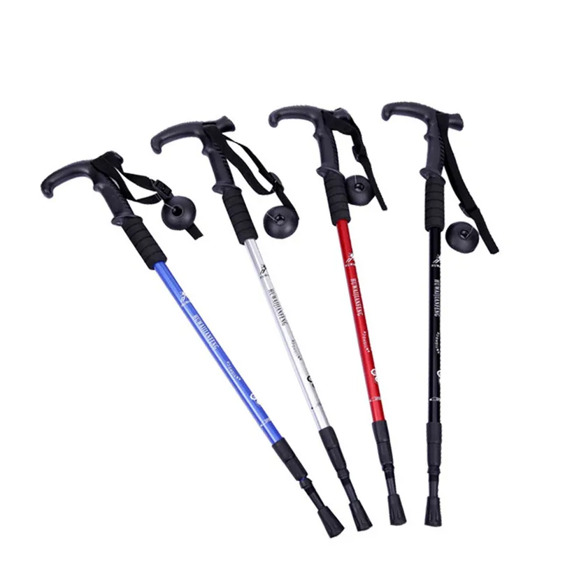 Anti Shock Walking Sticks Telescopic Trekking Hiking Poles Ultralight Walking Canes Rubber Tips
