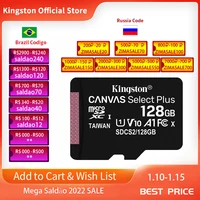 Kingston-tarjeta de memoria sd Class10 para teléfono, tarjeta de memoria Flash TF de 128GB, 32GB, 64GB, 256GB, 16G, 512G, Canvas Select Plus