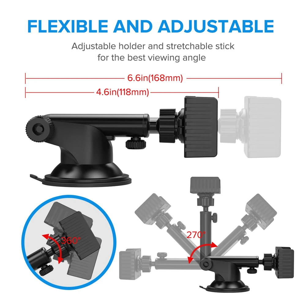 MPOW Dashboard Car Mount 360 Degree Universal Phone Holder Flexible and Adjustable Suction Cup For 4.0-6.0 Smartphone iphone X (2)